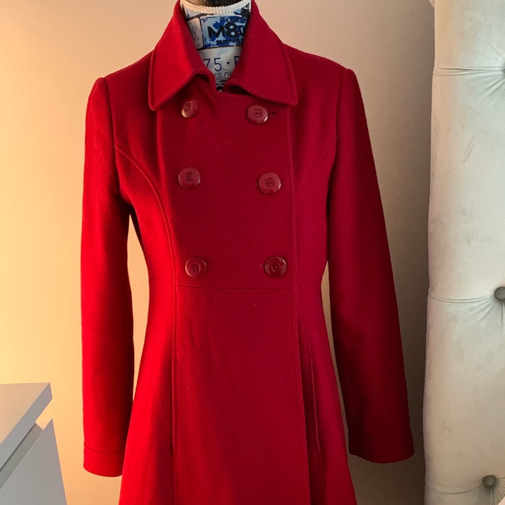 Via Double Breasted Midi Peacoat